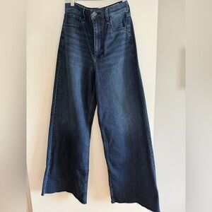 Rag & Bone WMNS Serena High Waist Dark Wash Raw Hem Wide Leg Jeans. Size 27.